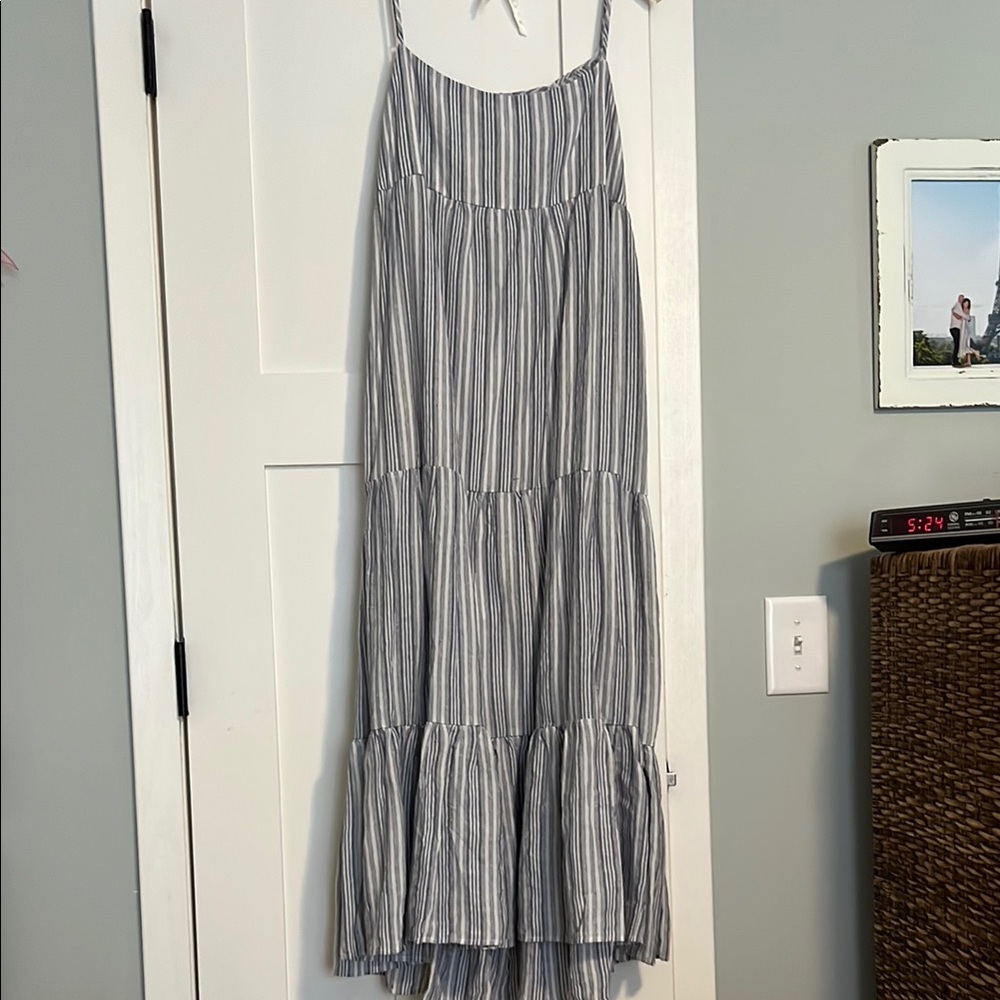Mustard Seed Blue and White Tiered Maxi Sundress